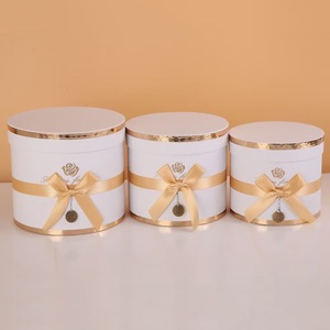 DAMAI <b>Macaron</b> Double Ribbon Bow Round Hug Bucket Gift <b>Box</b> New Set of Three Flowers for Party Decorations With Phnom Penh - Product Image 2