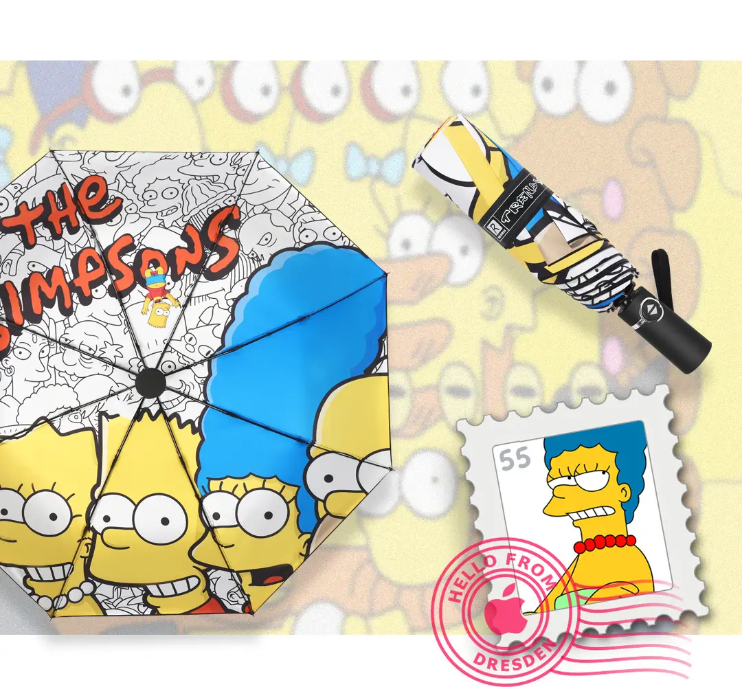 The Simpsons Fully Automatic Sun and Rain Umbrella Three Folding Sun Umbrella with UV Protection