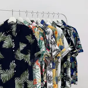 Camisa con estampado digital de seda de hielo estilo playero Hawaiano personalizada, camisas de hombre abotonadas informales a la moda para Hawaiano