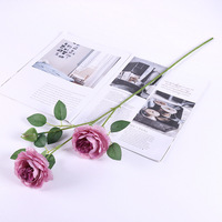 Offre Spéciale : Fleurs Artificielles Décoratives Européennes à 3 Têtes sur Tige Unique pour la Décoration de Mariages et d'Intérieurs – Fabricant