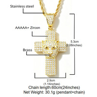 Collier Pendentif Tête de Léopard Sertie de Zircons, en Laiton Doré et Argenté, Chaîne Cordon, Bijoux Hip Hop pour Hommes et Femmes, Idéal Cadeau