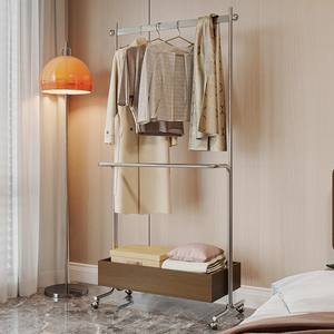 Perchero de acero inoxidable portátil, rectangular, para dormitorio, organizador de almacenamiento de ropa para uso doméstico. - Product Image 4