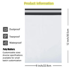 Enveloppes en polyéthylène GTU noires 6x9 pouces 0,5 mil d'épaisseur 100 pièces auto-adhésives gaufrage/débosselage personnalisables sacs d'expédition pour vêtements - Product Image 5