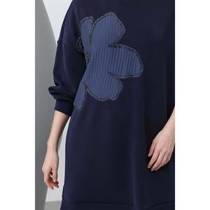 Tunique pour femme avec broderie sur le devant et détails de garniture - 10627TNK - MARINE - Product Image 2