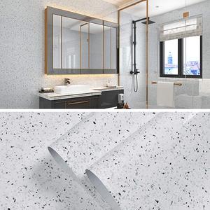 Papel de Contacto de <span class=keywords><strong>vinilo</strong></span> <span class=keywords><strong>para</strong></span> encimeras de cocina, papel tapiz de decoración de Pvc, mármol, blanco brillante, impermeable, terrazo - Product Image 4
