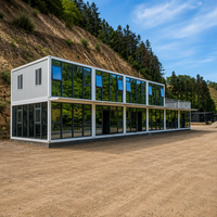 Maison préfabriquée modulaire détachable en conteneur, structure en acier, avec mur-rideau en verre de luxe à deux étages pour bureau
