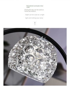 Lampe chauffe-cire en verre noir pour bougies parfumées, avec ampoules halogènes, hauteur réglable et commande sans fil, vente en gros - Product Image 5