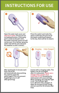 Luxury Foldable Handle <b>Pet</b> Steam <b>Brush</b> Anti-Static Spray Hair Remover Grooming Tool Silicone Charge Cat Comb for Hair Shedding - Product Image 4