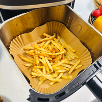 Feuilles de papier carrées antiadhésives sans javel pour friteuse à air, idéales pour grillades de steaks et fruits de mer, et comme revêtement de cuisson