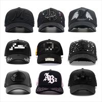 Casquettes personnalisées à 5 panneaux, 31 casquettes, broderie Mago, 31 casquettes vierges, casquettes de sport effet vieilli Ny Cristal, 31 casquettes Magic Laing