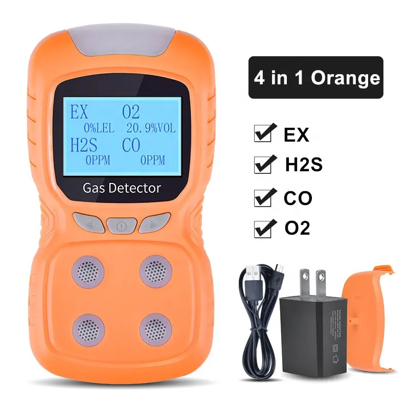 China Fabrieken Display Gas Batterij Draagbare Monitor CH4 O2 H2S Co Gas Detector Industriële Handheld 4 Gas Analyzer