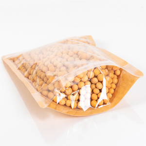 Laminated Snack Packaging Kraft Paper Bags Wholesale Bolsa Stand Up <b>Pouch</b> Con Ventana <b>Zip</b> Lock Bags for Food Storage - Product Image 4