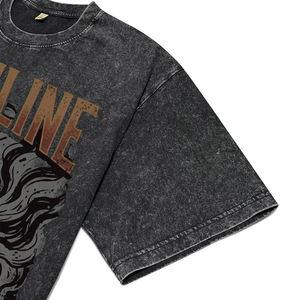 T-shirts surdimensionnés pour hommes, imprimé graphique steampunk train délavé à l'acide, décontractés, respirants, en coton de haute qualité, vente en gros - Product Image 5