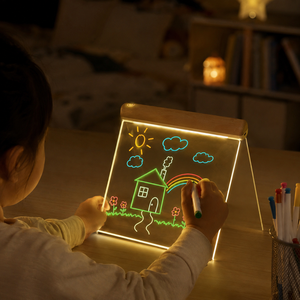 Lavagna Luminosa LED 3D Riutilizzabile con Base in <span class=keywords><strong>Legno</strong></span> e Penne LED per Acrilico e Lavagna Luminosa per Messaggi - Product Image 1