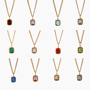 Collar de Acero Inoxidable Chapado en Oro de 18k Resistente al Agua con Piedra de Nacimiento Zodiacal Colorida de Circonio, Joyería de Piedra de Nacimiento de 12 Meses - Product Image 6