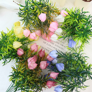 <b>Single</b> Stem Artificial <b>Flower</b> 7 Fork Plastic Lantern Grass Floral Wall Decoration Plant Bonsai Accessories - Product Image 1