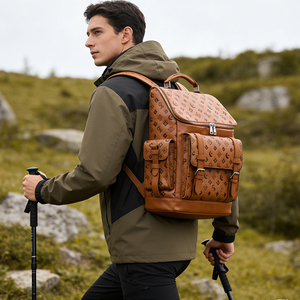 Custom PU Leather <b>Backpack</b> Large Capacity Laptop <b>Backpack</b> Travel Business School <b>Backpack</b> OEM Manufacturer - Product Image 1