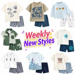 Conjuntos de Ropa de Verano de Algodón para Niños, Camiseta de Manga Corta con Pantalones Cortos para Bebés y Niños Pequeños, Conjuntos de Ropa Casual - Product Image 1