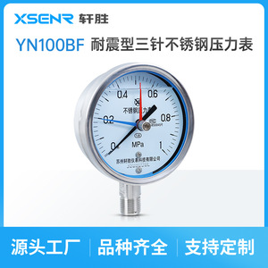 Manomètre en acier inoxydable Suzhou XuanSheng YN100BF 100 mm analogique à trois aiguilles pour usage industriel - Product Image 3