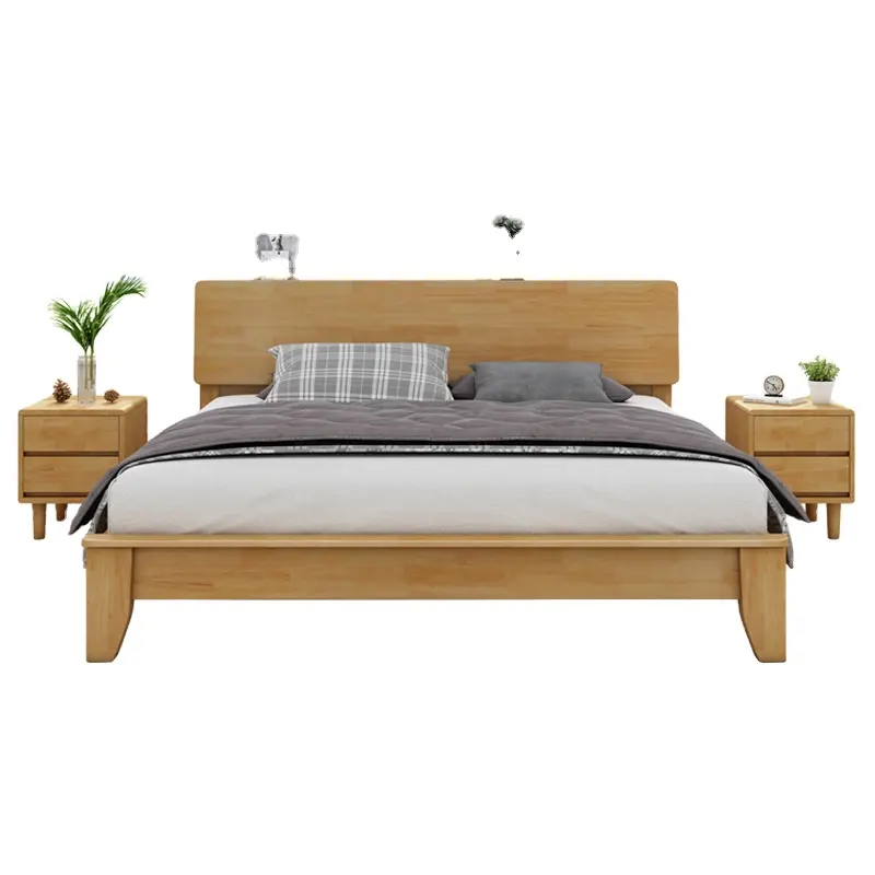 Fabrikant Verkoop Massief Hout Rubber Houten Meubelen Dubbel Bed