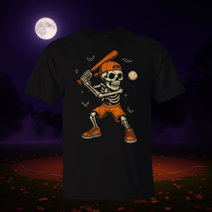 T-shirt d'Halloween pour garçons avec motif de joueur de baseball squelette, taille moyenne - Product Image 3