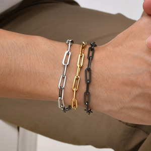 Bracelets de mode 2026 pour femmes et hommes, bracelet à maillons en forme de trombone, bracelet chaîne à maillons trombone pour femmes - Product Image 1