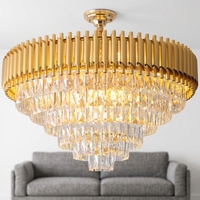 ENSEMBLE Personnalisé Rustique Métal Rond Grand Nordique Lustres De Luxe Hôtel Salon Pendentif Plafonnier Led Moderne Cristal