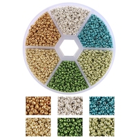 Set Manik-manik Kaca Ceko 2mm, Perlengkapan Manik-manik Kecil untuk Kerajinan, Kit DIY Gelang Kalung Anting, Manik Spacer Lepas untuk Pembuatan Perhiasan