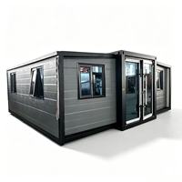 Maison conteneur préfabriquée extensible à double aile, mini-villa mobile pour camping, hôtel, bâtiment modulaire habitable