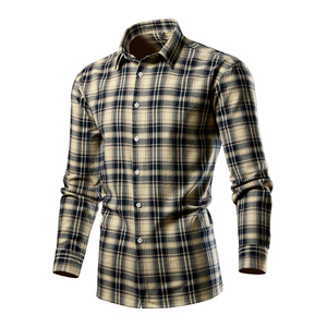 Streetwear Private <span class=keywords><strong>Label</strong></span> Plaid in cotone nero <span class=keywords><strong>camicie</strong></span> di flanella per gli uomini con bottoni manica lunga pronto per la spedizione 1022 - Product Image 1