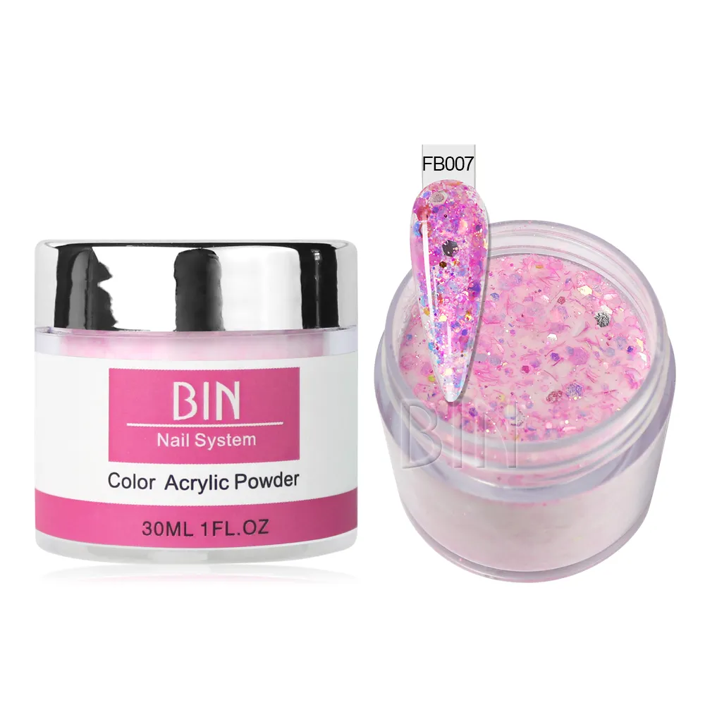 BIN High Quality Colorful Acrylic Nails Glitter Nails acrylic powder Decoration Glitter