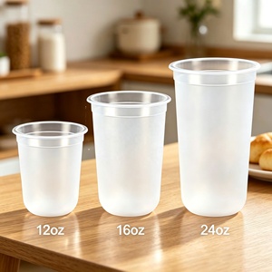Vasos de Plástico PP Desechables Transparentes Esmerilados con Logotipo Personalizado de 12oz, 16oz y 24oz, en Forma de U, con Tapa, para Bodas, Jugos, Refrescos y Bebidas - Product Image 5