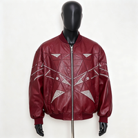 Veste réversible en cuir PU personnalisée avec broderie de patchs, sequins sur le devant, style vintage, bomber, hiver, moto, fermeture éclair, couleur personnalisée