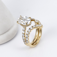 MSR-1763 Bague de Mariage Empilable en Or Véritable 10K 14K 18K avec Diamant de Laboratoire Ovale 2CT D VS2, Bague de Couple pour Femme 18K IGI