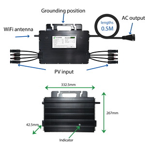 ACrevPOWER อุปกรณ์ป้องกันกระแสย้อนกลับ SPD 1600 รับประกัน 10 ปี ประสิทธิภาพ 96% ไมโครอินเวอร์เตอร์ คลื่นไซน์บริสุทธิ์ <span class=keywords><strong>4</strong></span> MPPT ระบบโซลาร์เซลล์เฟสเดียว - Product Image 6