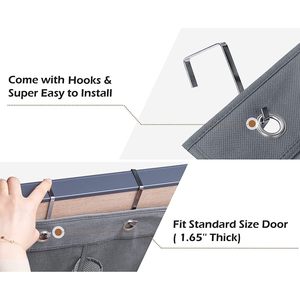 Organisateur de chaussures suspendu pour placard, 12 poches en maille, rangement pour chaussures à suspendre sur la porte, gris - Product Image 5