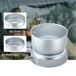 New Arrival kim loại cầm Tay Cắm Trại Bộ đồ ăn du lịch nấu ăn đặt nhôm đồ nấu nướng cắm trại nấu ăn đặt - Product Image 5