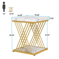 Vente en gros Tribesigns Tables de chevet en MDF, bois, métal, design italien moderne, café en marbre doré de luxe