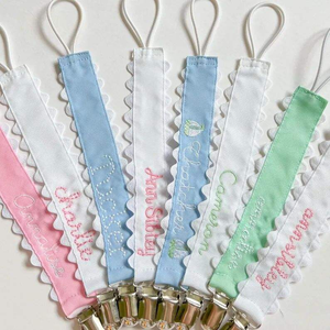 Personalisierter Baby-Schnullerclip mit individuellem Namen, besticktes Band, Schnullerhalter, Geschenk für Neugeborene, Beißring-Clip für Babys, Geschenk zur Babyparty - Product Image 3