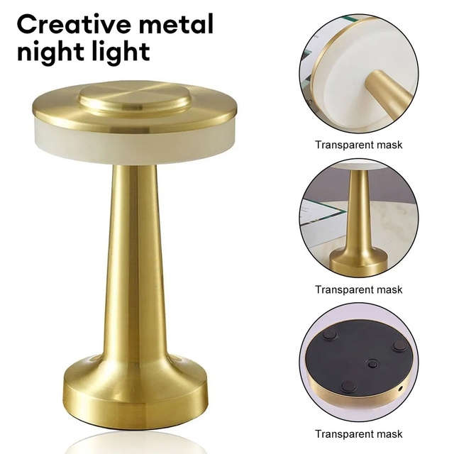 Wireless Rechargeable LED Table Lamp with Touch Sensor Night Light for Bedroom Reading Restaurant Hotel Bar Desktop Decor