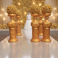Pied de colonne romaine en PVC doré SPR, support de fleurs pour allée de mariage, socle de gâteau de mariage pour boule de fleurs, décoration d'événements