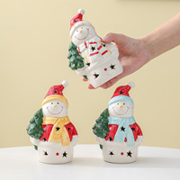 Lampe de nuit de Noël INS Chine en céramique, style campagnard américain, décoration d'intérieur, bonhomme de neige LED, cadeau lumineux améliorant l'ambiance