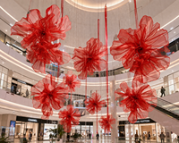 Hoogwaardige gigantische organza bloemen bruiloftdecoratie voor etalages Pasen Kerst decoratie Aanpasbare maat en kleuren