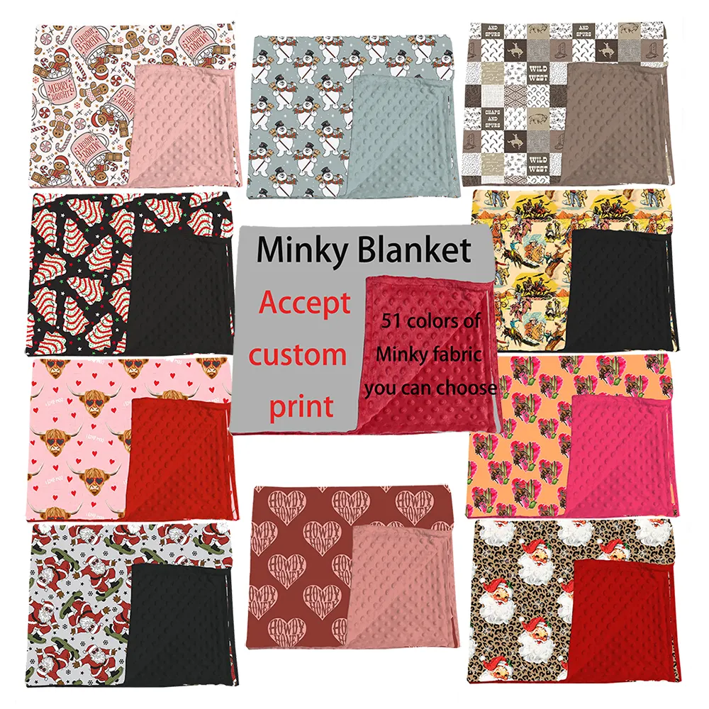 Manta de tela de felpa personalizada de MOQ bajo hecha en fábrica, tamaño personalizado, niños, bebé, Polar, ropa de cama suave para bebé, manta Minky