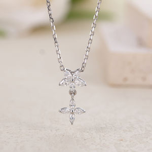 ทอง18K ที่เป็นของแข็งได้รับการรับรองจาก Gia จี้รูปดอกไม้เพชรธรรมชาติคุณภาพสูงของขวัญที่สวยงามสำหรับแฟนสาววันเกิด - Product Image 3