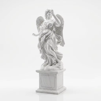 Statue d'ange grandeur nature en marbre blanc de qualité supérieure, sculptée à la main, sculpture d'ange classique en marbre