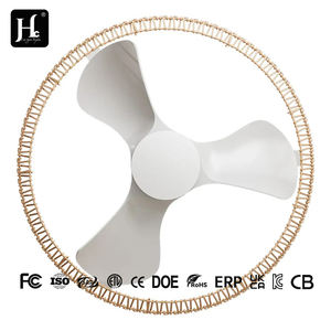 Modern Wicker White DC Motor 3-Blade Decorative Ceiling Fan with Light Strip and <b>Remote</b> <b>Control</b> for Home Use - Product Image 3