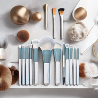 Haute qualité 12 pièces pinceaux de maquillage végétaliens bois marbre conception marque privée en gros fond de teint professionnel ensemble de pinceaux cosmétiques