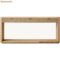 Console moderne en chêne avec rangement cannelé et tiroirs pour entrée, couloir, salon, hôtel, maison