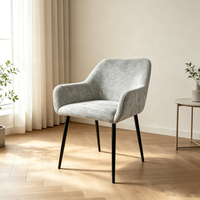 Fauteuil de salle à manger contemporain en gros, revêtement en chenille douce, pieds en métal robustes, pour usage domestique et hôtelier